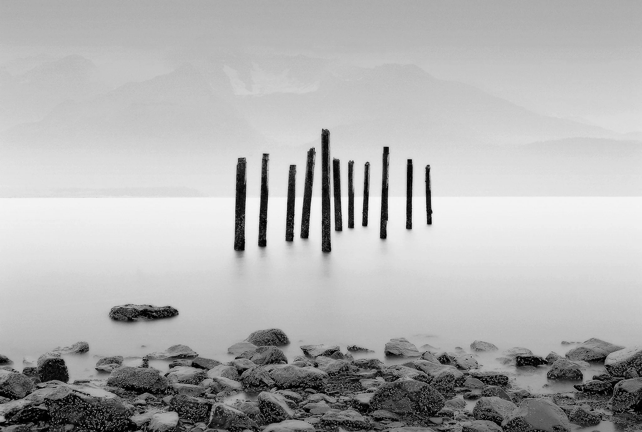 Pilings in Bay, Alaska