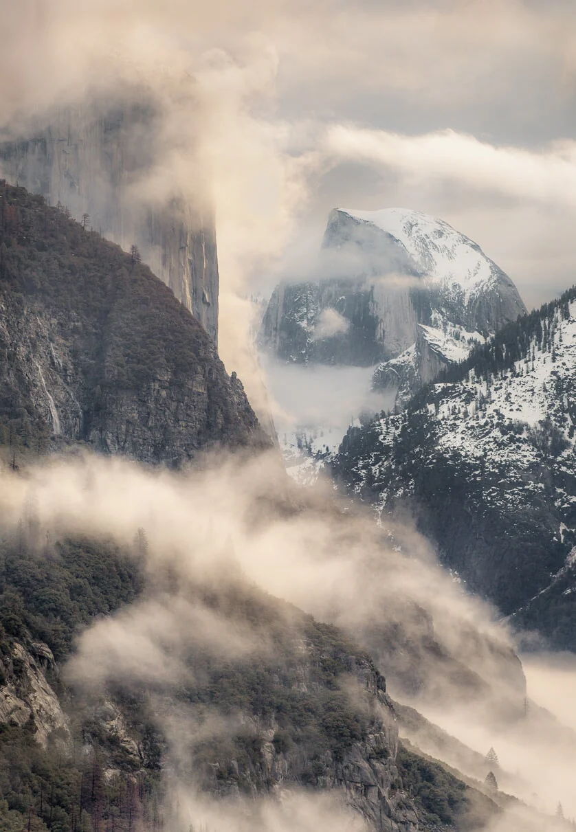 Clinging Clouds, Dawn, Yosemite National Park