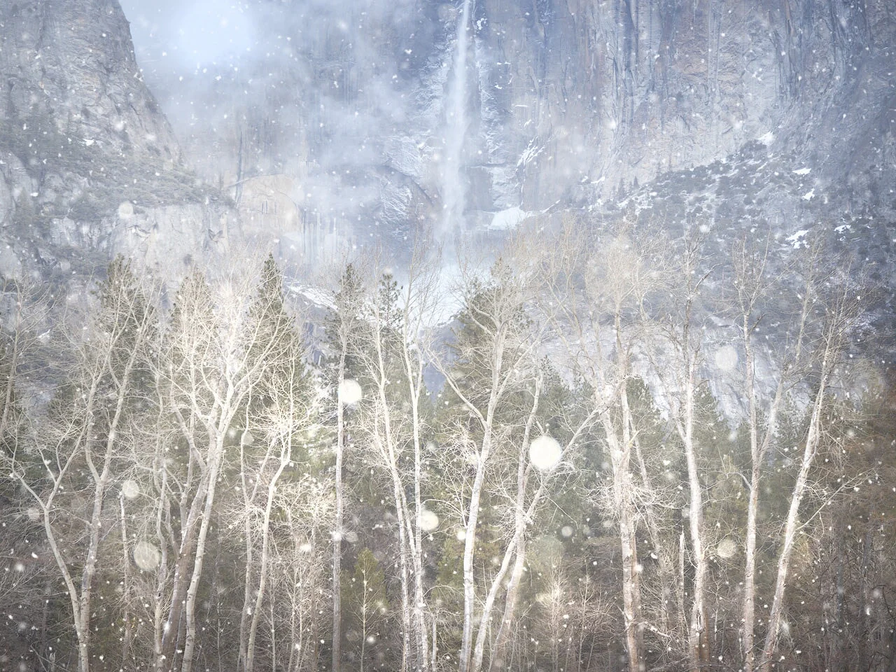 Yosemite Falls in Snow